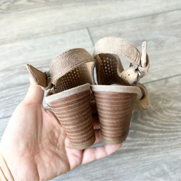 Franco Sarto Mandi Beige Caged Peep Toe Ankle Buckle Slingback Sandal Heels - Picture 10 of 14